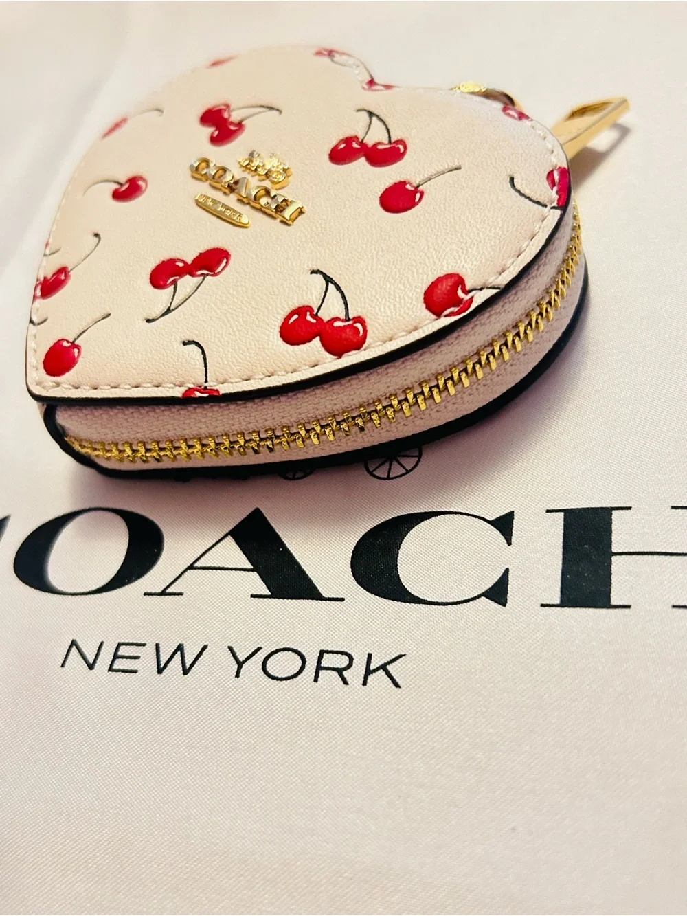 Coach Cherry Heart Coin Purse Wallet Keychain/ Bag Charm
